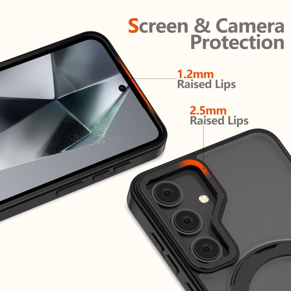 Tech - Protect Samsung Galaxy S25 MagRing - Σκληρή MagSafe Θήκη με Περιστρεφόμενο Δαχτυλίδι Συγκράτησης / Stand - Matte Black / Ημιδιάφανη