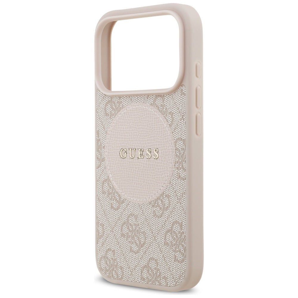 Guess iPhone 17 Pro - 4G Circle Classic Logo MagSafe - Θήκη με Επένδυση Συνθετικού Δέρματος - Pink - GUHMP17LP4PGRSGP
