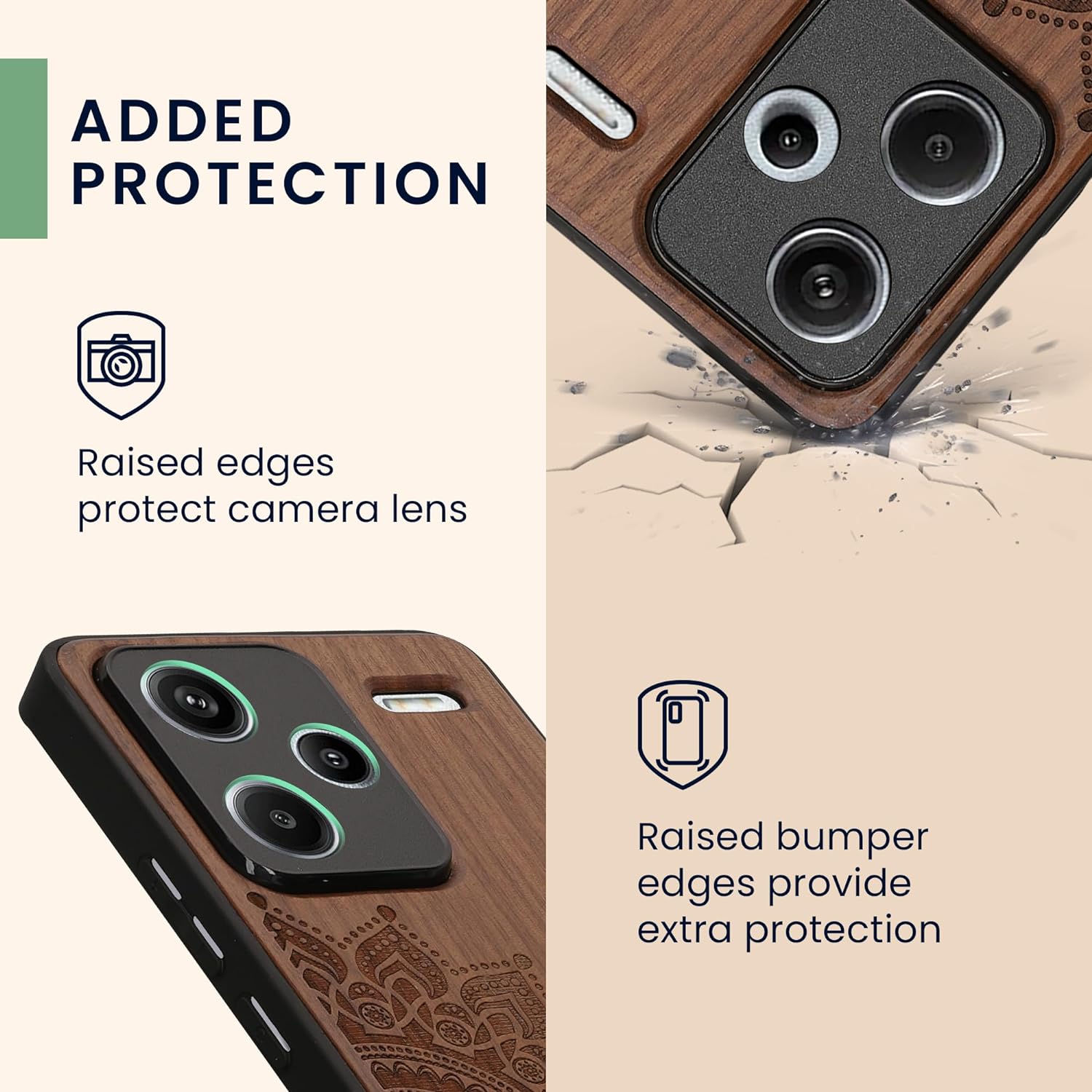 KW Xiaomi Redmi Note 13 Pro+ 5G Θήκη από Φυσικό Ξύλο - Design Rising Sun - Dark Brown
