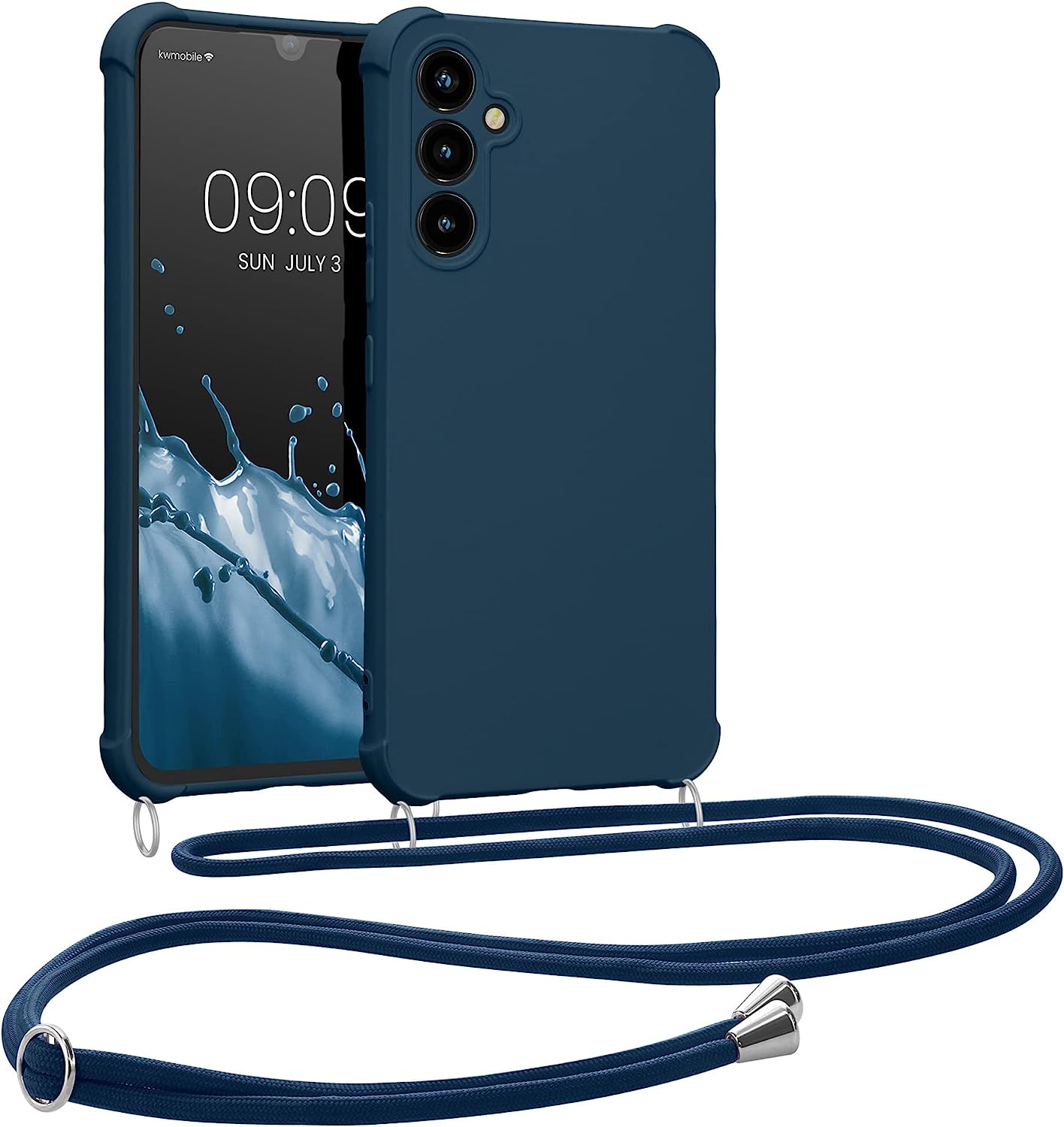 KW Samsung Galaxy A34 5G Θήκη Σιλικόνης TPU με Λουράκι - Dark Blue - 60820.17