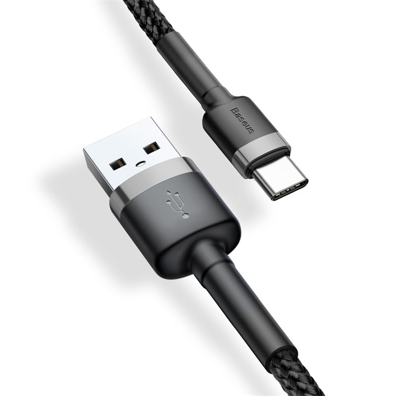 Baseus Cafule Cable Type - C 3A - Καλώδιο Γρήγορης Φόρτισης Type - C 1M - Black / Grey - CATKLF - BG1