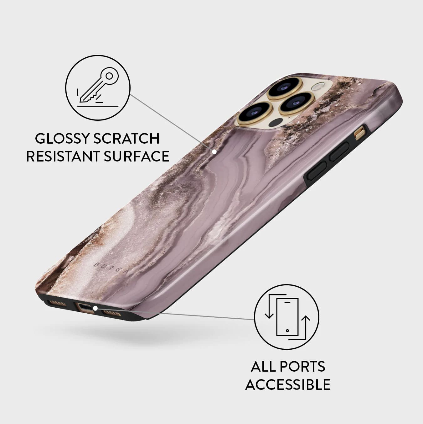 Burga iPhone 14 Pro Max Fashion Tough Σκληρή Θήκη - Golden Taupe