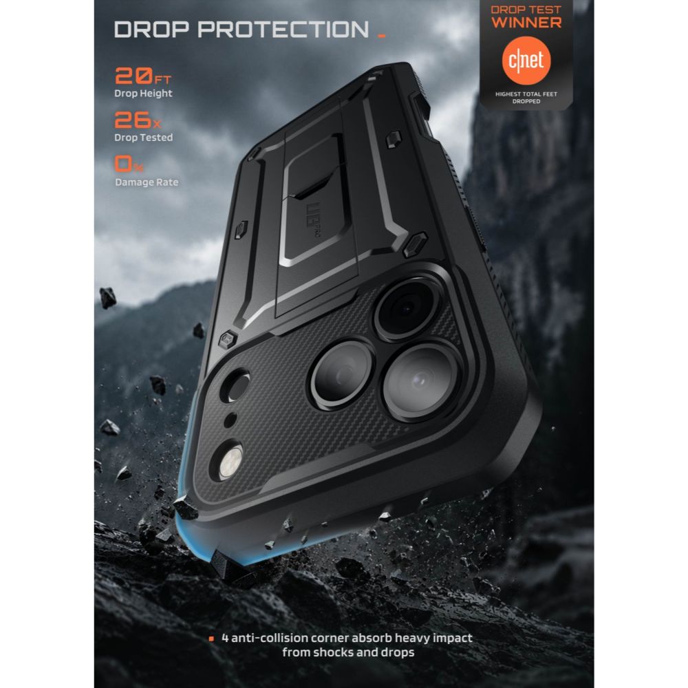 Supcase iPhone 18 Pro / iPhone 17 Pro - Σκληρή Θήκη με Προστασία Οθόνης και Stand - Unicorn Beetle Pro - Black