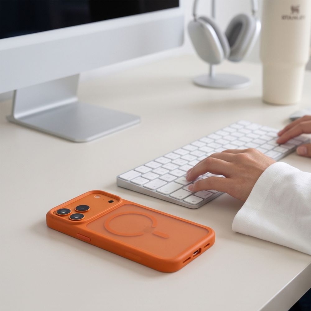 Tech-Protect iPhone 18 Pro / iPhone 17 Pro - Σκληρή Θήκη MagSafe με Πλαίσιο Σιλικόνης - MagMat MagSafe CC - Matte Cosmic Orange