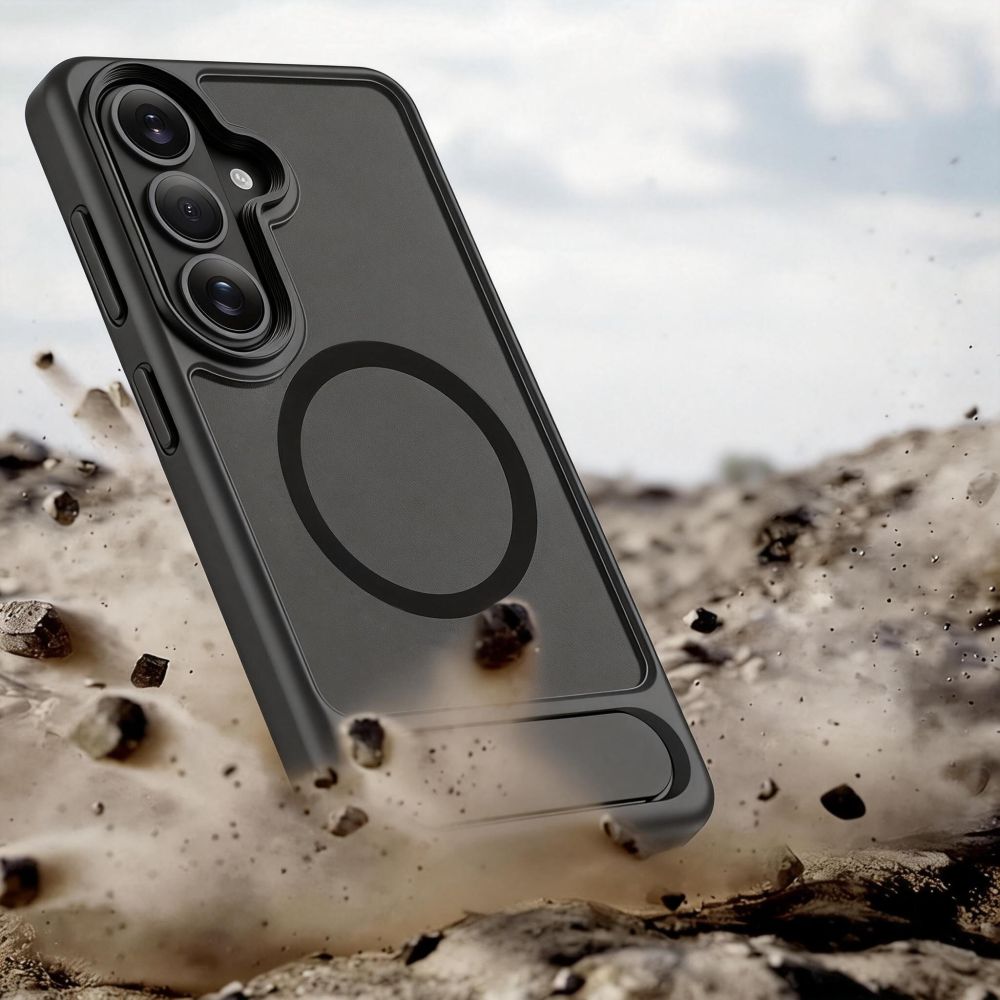 Tech - Protect Samsung Galaxy S26 - Σκληρή Θήκη με Πλαίσιο Σιλικόνης και Σταντ - Magrack MagSafe - Matte Black
