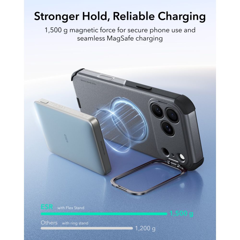 ESR iPhone 18 Pro Max / iPhone 17 Pro Max - Σκληρή Θήκη MagSafe με Πλαίσιο Σιλικόνης και Σταντ - Cyber Tough Kickstand - Grey