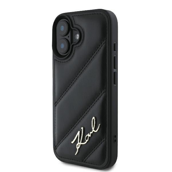 Karl Lagerfeld iPhone 16 - Quilted Signature - Θήκη με Επένδυση Συνθετικού Δέρματος - Black - KLHCP16SPQDSMGK