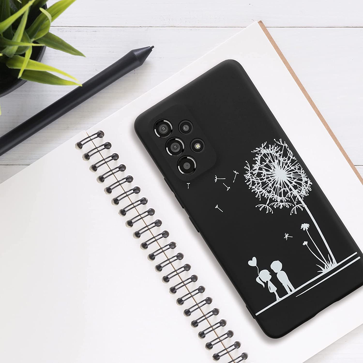 KW Samsung Galaxy A53 5G Θήκη Σιλικόνης - Design Dandelion Love - Black / White - 58241.01