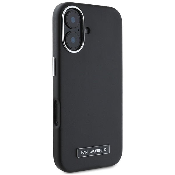 Karl Lagerfeld iPhone 16 Plus - FW Metal Plate MagSafe Σκληρή Θήκη με Επένδυση Συνθετικού Δέρματος - Black - KLHMP16MPGMSRPK