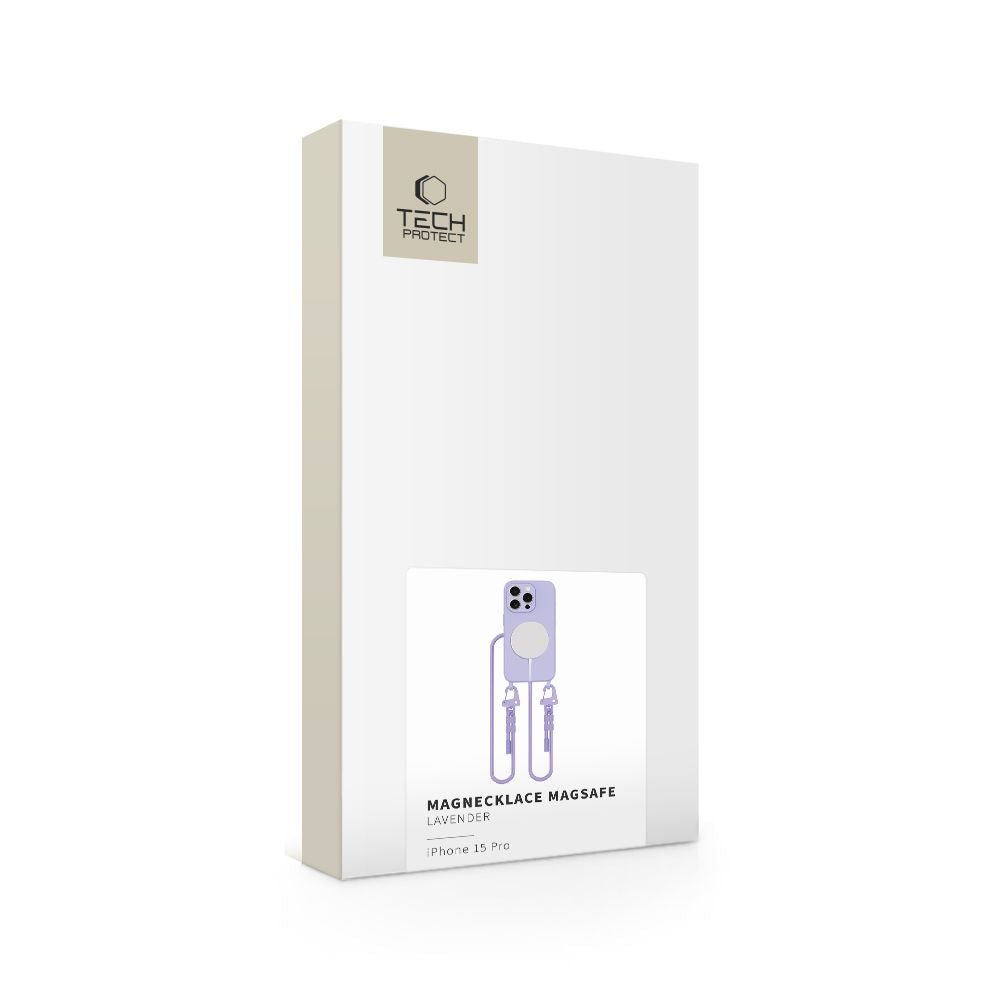 Tech - Protect iPhone 15 Pro MagNecklace - MagSafe Θήκη Σιλικόνης TPU με Pυθμιζόμενο Αποσπώμενο Κορδόνι - Lavender