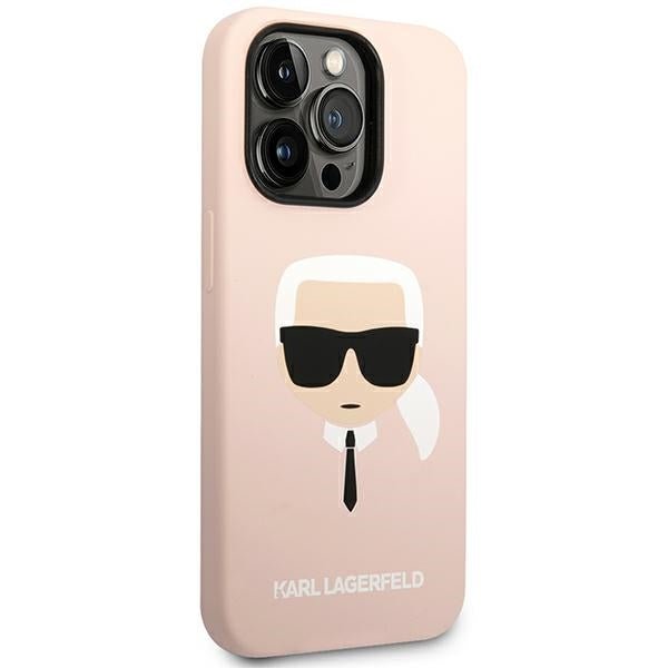 Karl Lagerfeld iPhone 14 Pro Silicone Karl's Head Θήκη Σιλικόνης - Light Pink - KLHCP14LSLKHLP