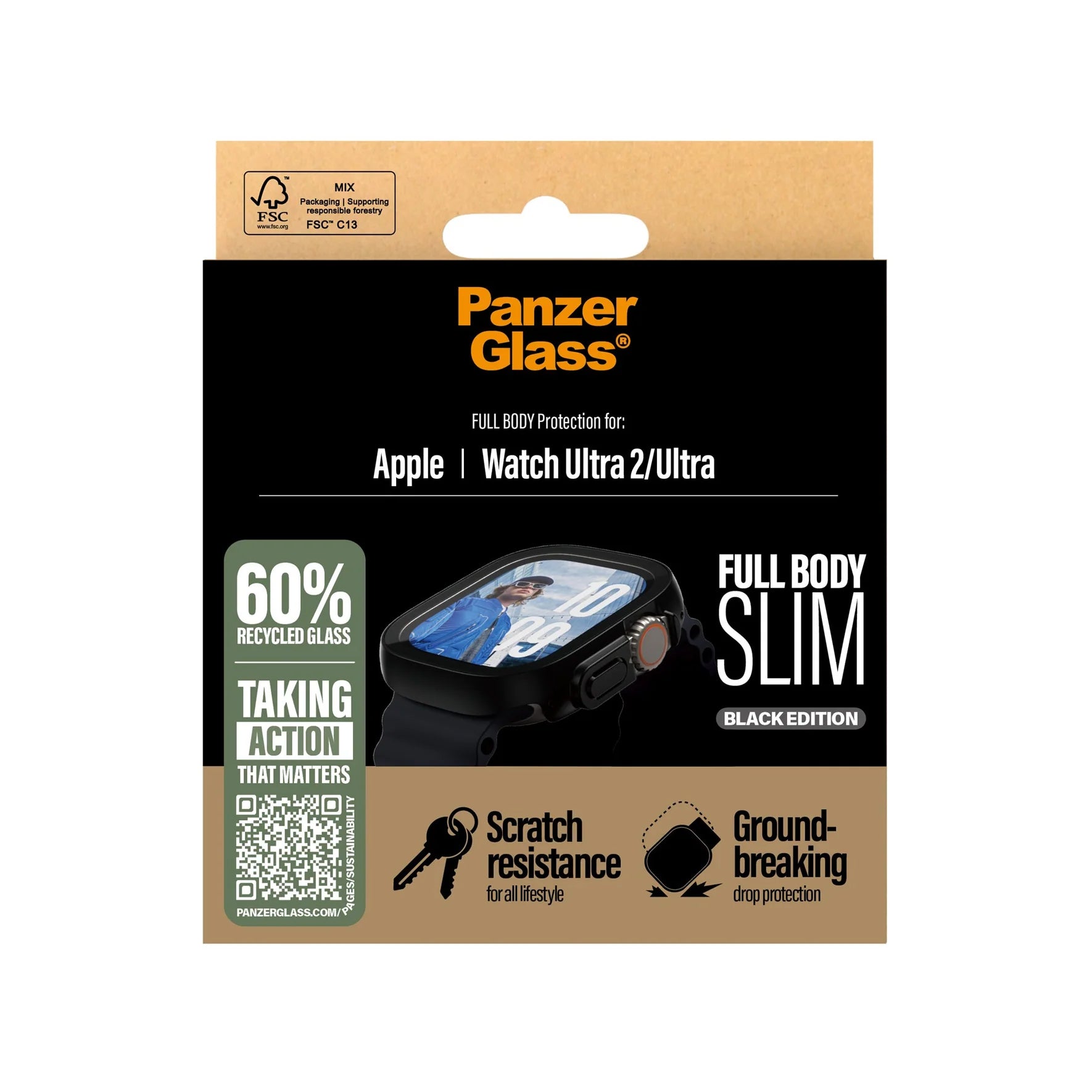 PanzerGlass Θήκη Apple Watch Ultra (1/2/3) - 49mm - Full Body Slim με Προστασία Οθόνης - Black