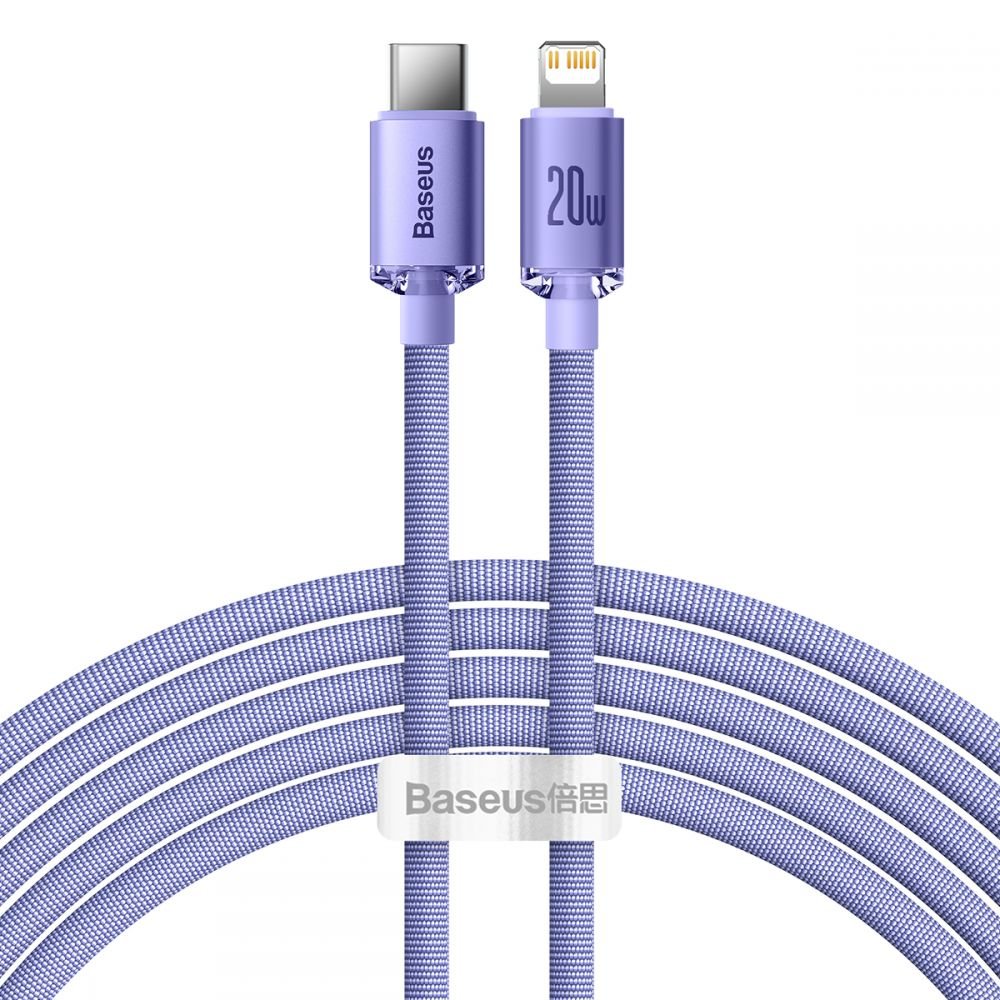 Baseus Crystal Shine Cable Type - C to Lightning PD 20W - Καλώδιο Δεδομένων και Γρήγορης Φόρτισης Type - C to Lightning 2M - Purple - CAJY000305