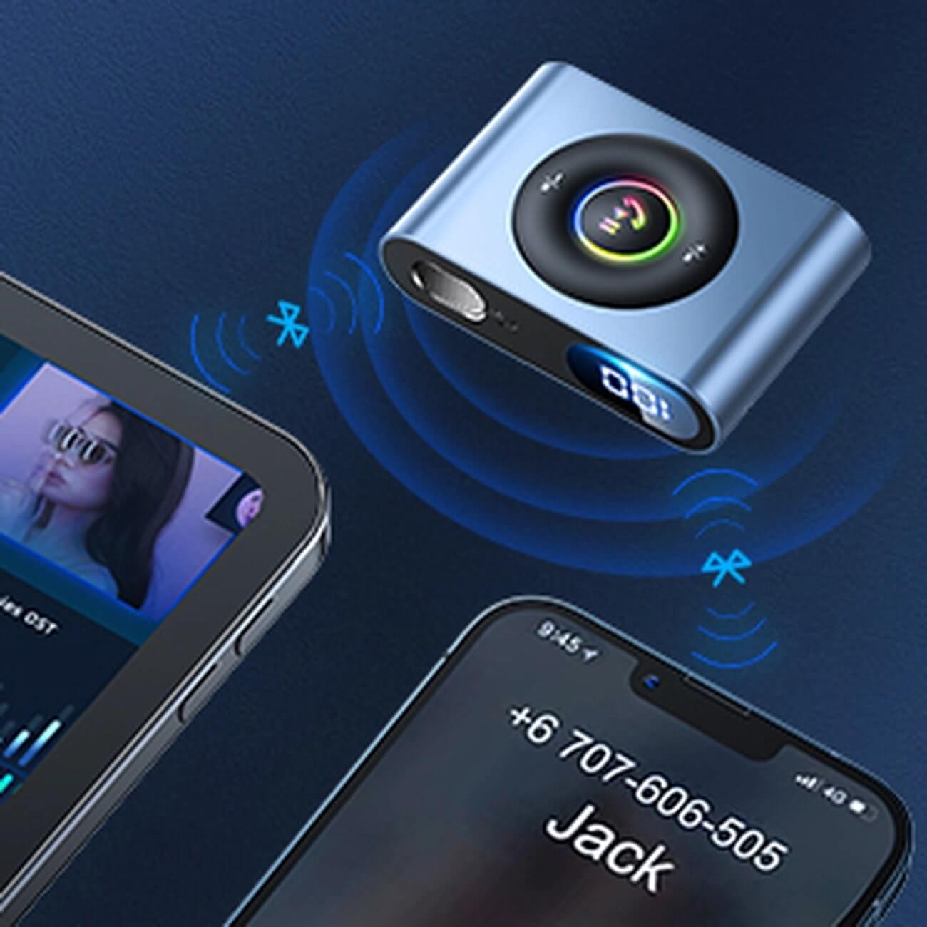Joyroom JR - CB1 Bluetooth 5.3 AUX Transmitter για Αναπαραγωγή Μουσικής / Κλήσεις στο Αυτοκίνητο - Grey