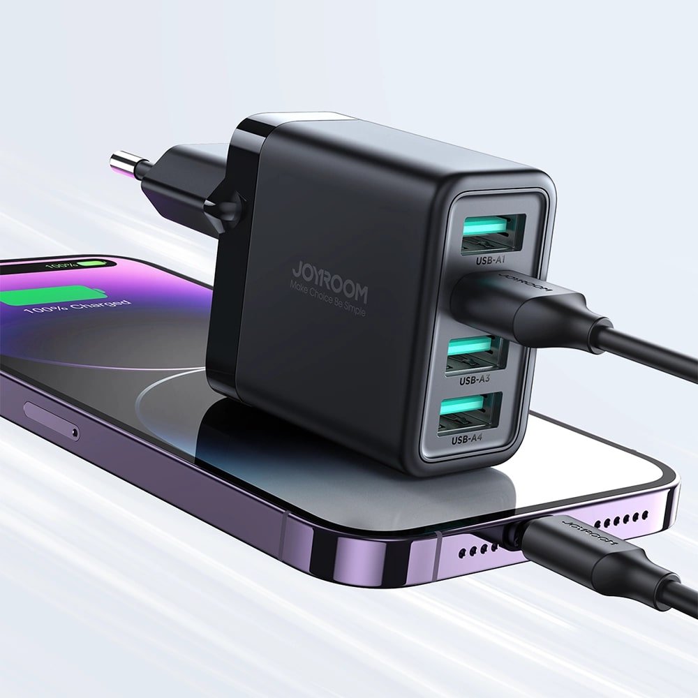 JOYROOM Οικιακός Φορτιστής με 4 Θύρες USB 24W 4.8A - Black - JR - TCN03