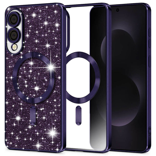 Techsuit Samsung Galaxy S25 Edge - Luxury Glitter MagSafe - Θήκη Σιλικόνης - Deep Purple