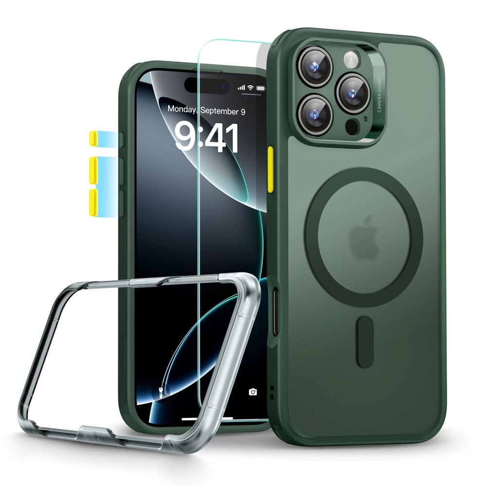 ESR iPhone 16 Pro Max - Classic Pro Halolock - Σετ με 1 Αντιχαρακτικό Γυαλί Οθόνης και Θήκη MagSafe - Frosted Green
