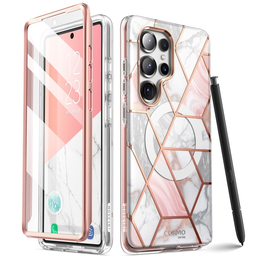 i - Blason Samsung Galaxy S25 Ultra Cosmo Mag Σκληρή Θήκη με Προστασία Οθόνης και Magsafe - Marble