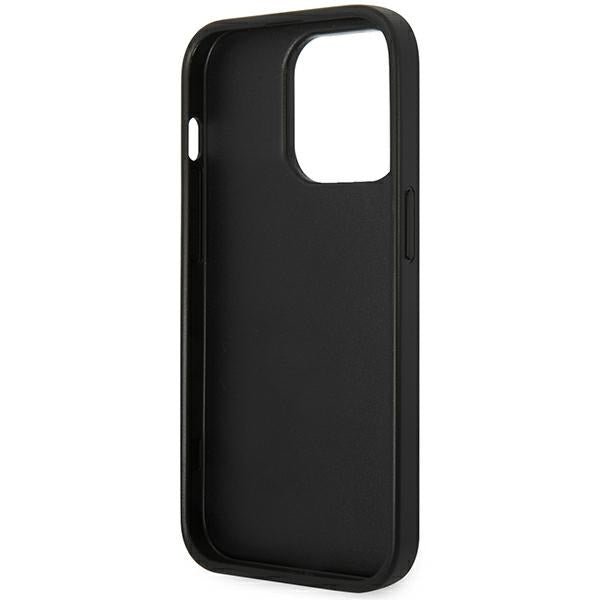 Karl Lagerfeld iPhone 14 Pro Max - Saffiano Choupette Head Patch Σκληρή Θήκη με Επένδυση Συνθετικού Δέρματος και Πλαίσιο Σιλικόνης - Black - KLHCP14XSAPCHK