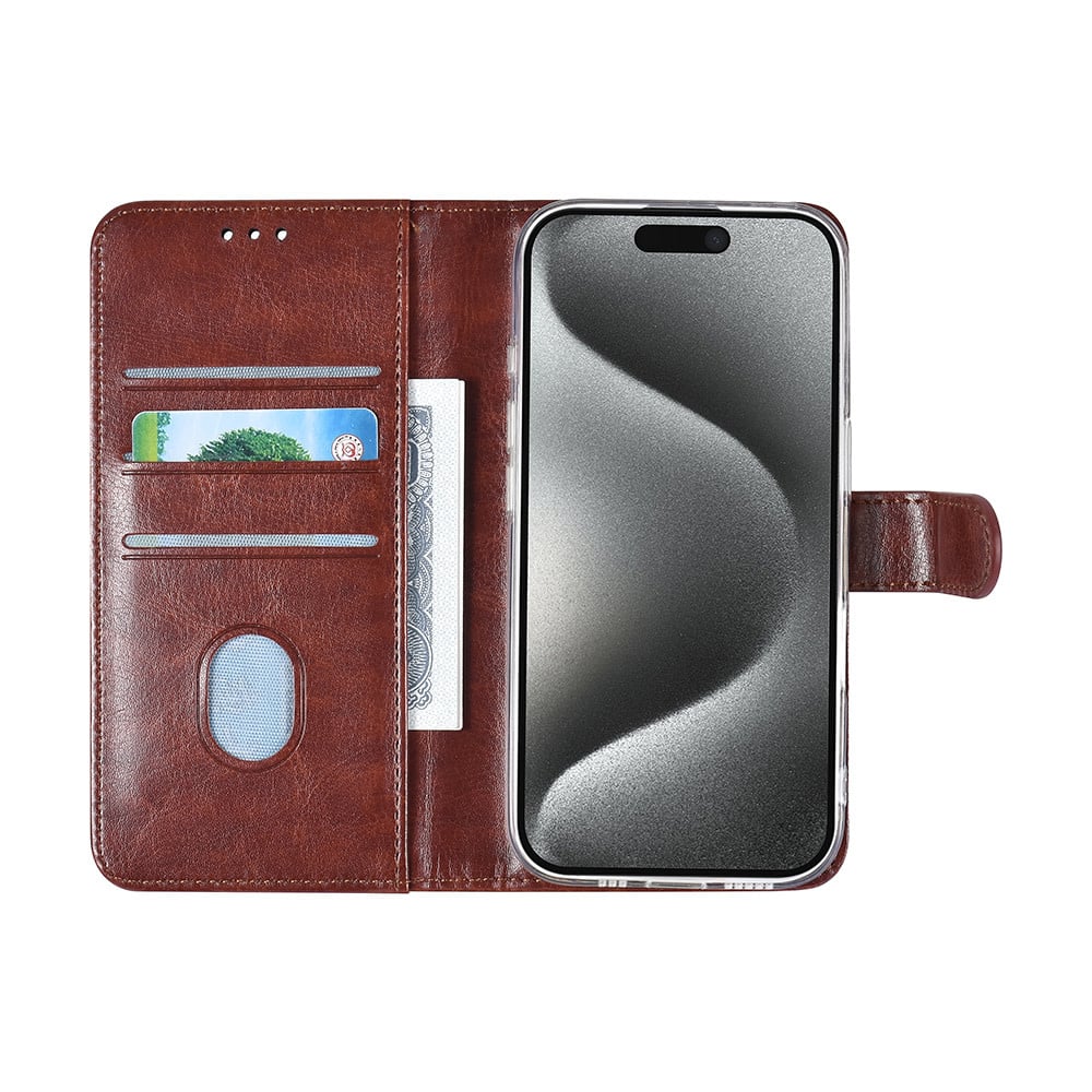 Tuniq iPhone 16 Pro - Θήκη Πορτοφόλι Stand από Δερματίνη - Καφέ