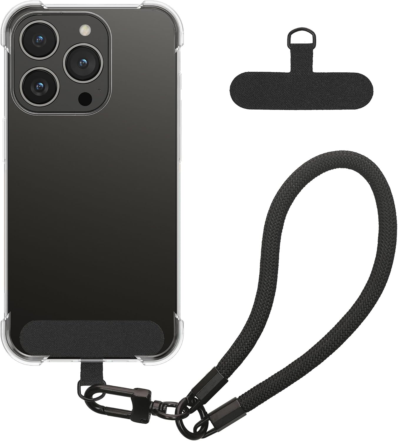 KW iPhone 15 Pro Θήκη Σιλικόνης TPU με Λουράκι - Διάφανη / Black