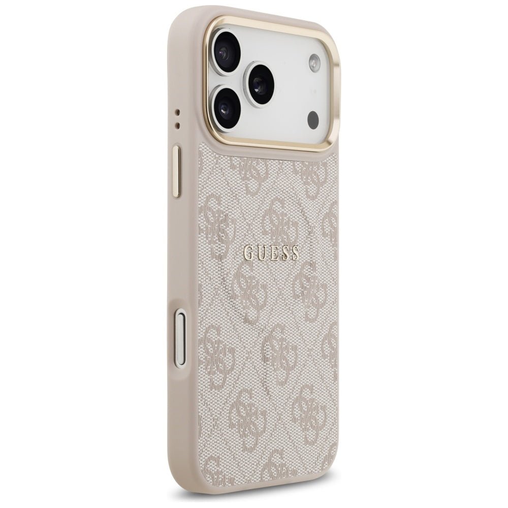 Guess iPhone 17 Pro Max - 4G PU Classic Logo MagSafe - Σκληρή Θήκη με Πλαίσιο Σιλικόνης και Επένδυση Οικολογικού Δέρματος - Pink - GUHMP17XP4MSEGCP