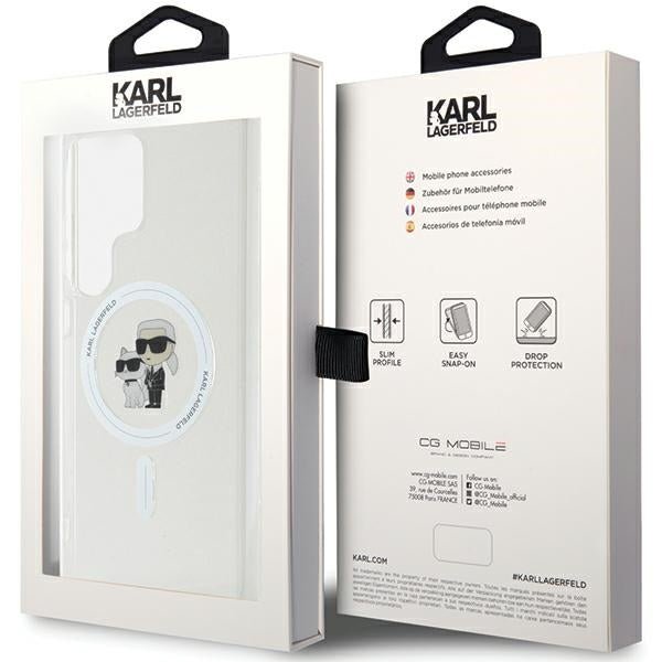 Karl Lagerfeld Samsung Galaxy S24 Ultra - IML Karl and Choupette MagSafe Σκληρή Θήκη με Πλαίσιο Σιλικόνης και MagSafe - Διάφανη - KLHMS24LHGKCNOT