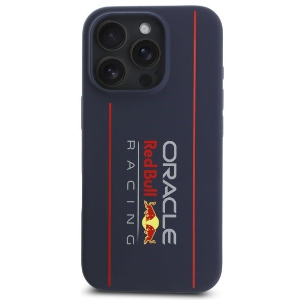 Red Bull iPhone 16 Pro Max - Silicone Vertical Logo - MagSafe Σκληρή Θήκη με Πλαίσιο Σιλικόνης - Navy - RBHMP16X24SIOLRV