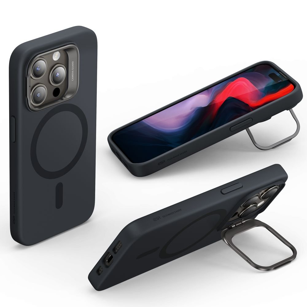 ESR iPhone 15 Pro Max Cloud Kickstand Halolock MagSafe Σκληρή Θήκη με Πλαίσιο Σιλικόνης και Stand - Black