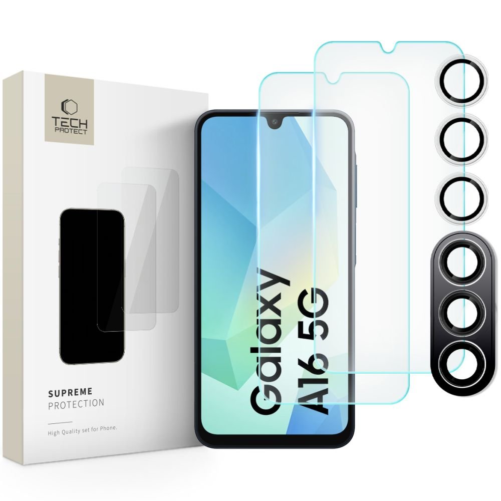 Tech - Protect Samsung Galaxy A16 4G / A16 5G Supreme Set - Σετ με 2 Tempered Glass Αντιχαρακτικά Γυαλιά Οθόνης και 1 Αντιχαρακτικό Γυαλί για την Κάμερα - Διάφανα
