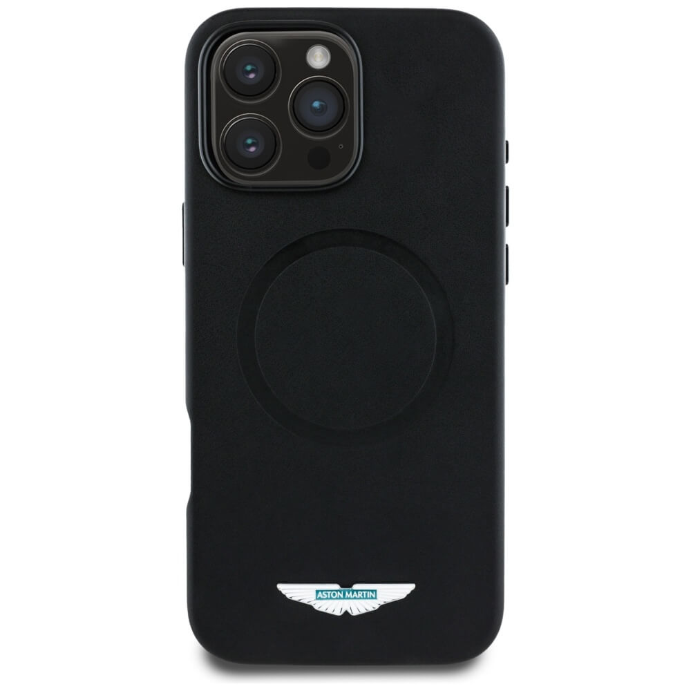 Aston Martin iPhone 16 Pro Max - HC FW Logo - MagSafe Σκληρή Θήκη με Πλαίσιο Σιλικόνης - Black