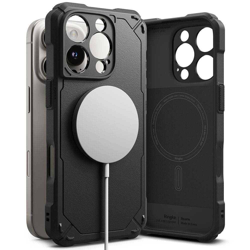 Ringke iPhone 16 Pro Rugged Gear Magnetic Σκληρή Θήκη TPU με MagSafe - Black