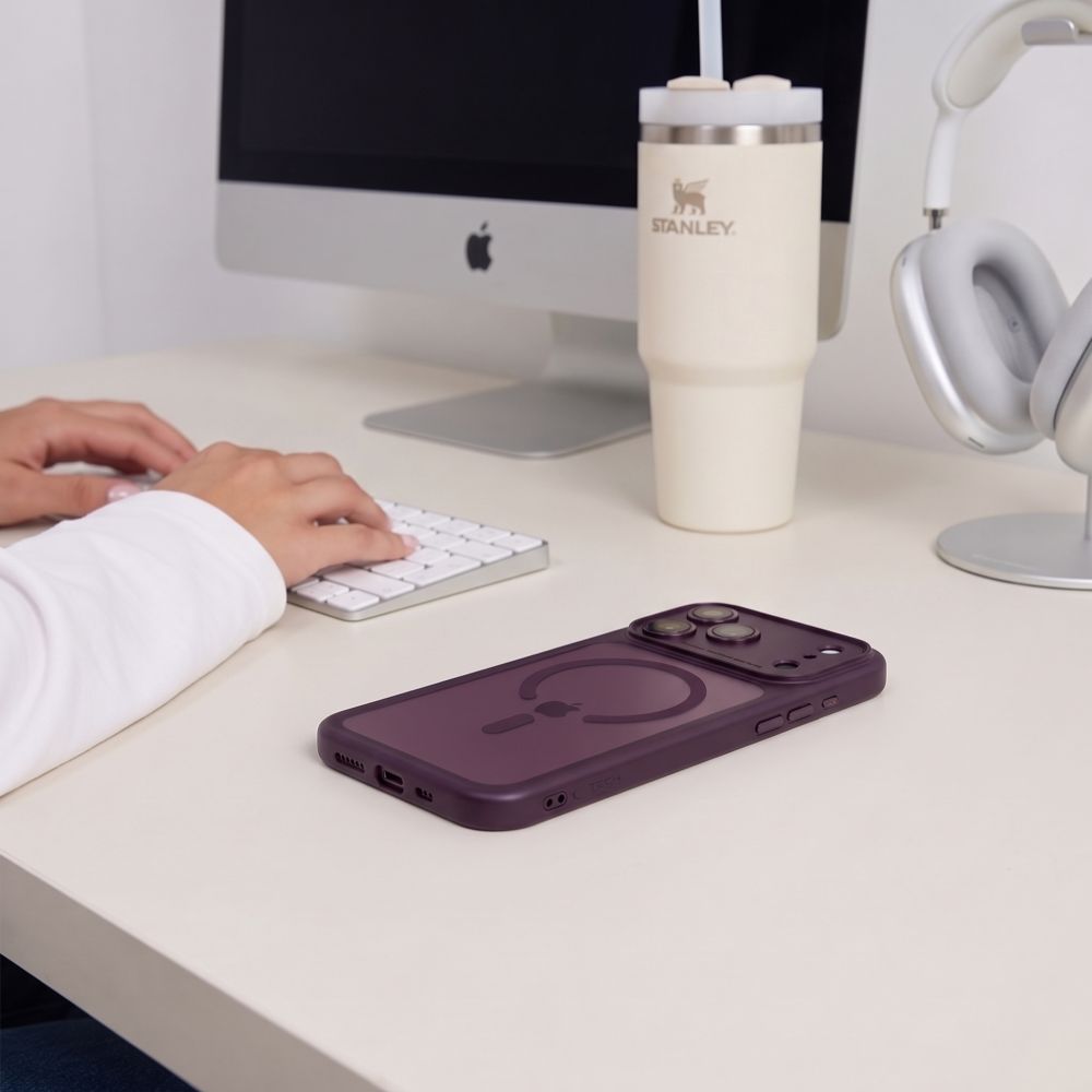 Tech-Protect iPhone 18 Pro / iPhone 17 Pro - Σκληρή Θήκη με Πλαίσιο Σιλικόνης και MagSafe - MagPeak MagSafe CC - Dark Cherry / Clear