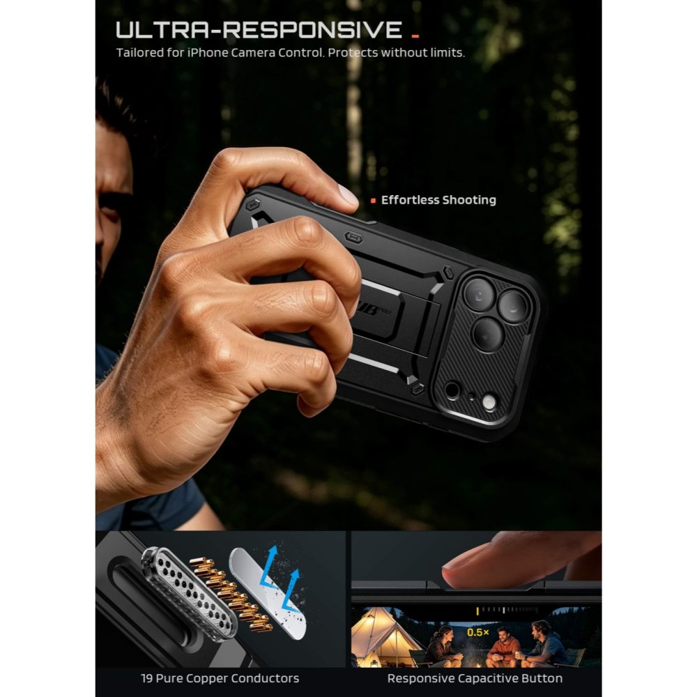 Supcase iPhone 18 Pro / iPhone 17 Pro - Σκληρή Θήκη με Προστασία Οθόνης και Stand - Unicorn Beetle Pro - Black