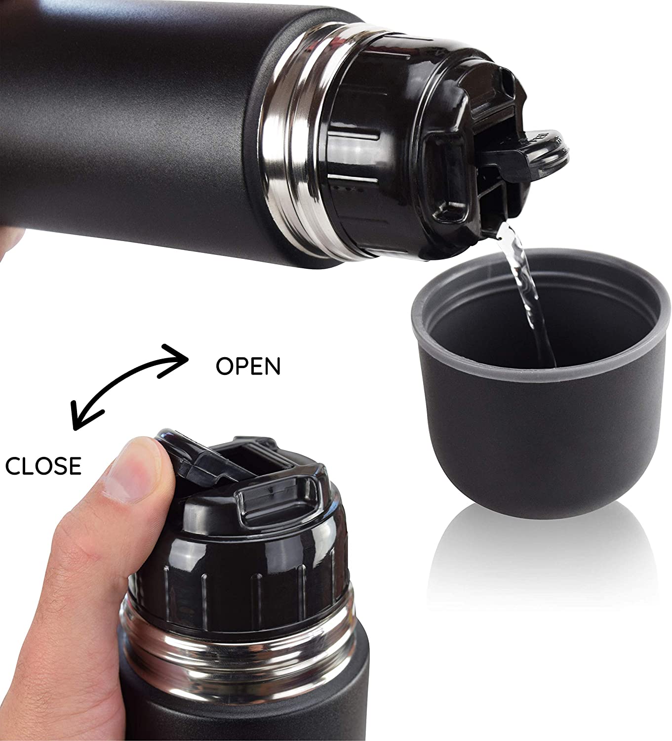 Milu T4 Μπουκάλι Θερμός Από Ανοξείδωτο Ατσάλι - 100% Στεγανό - 750 ml - Black - 6567