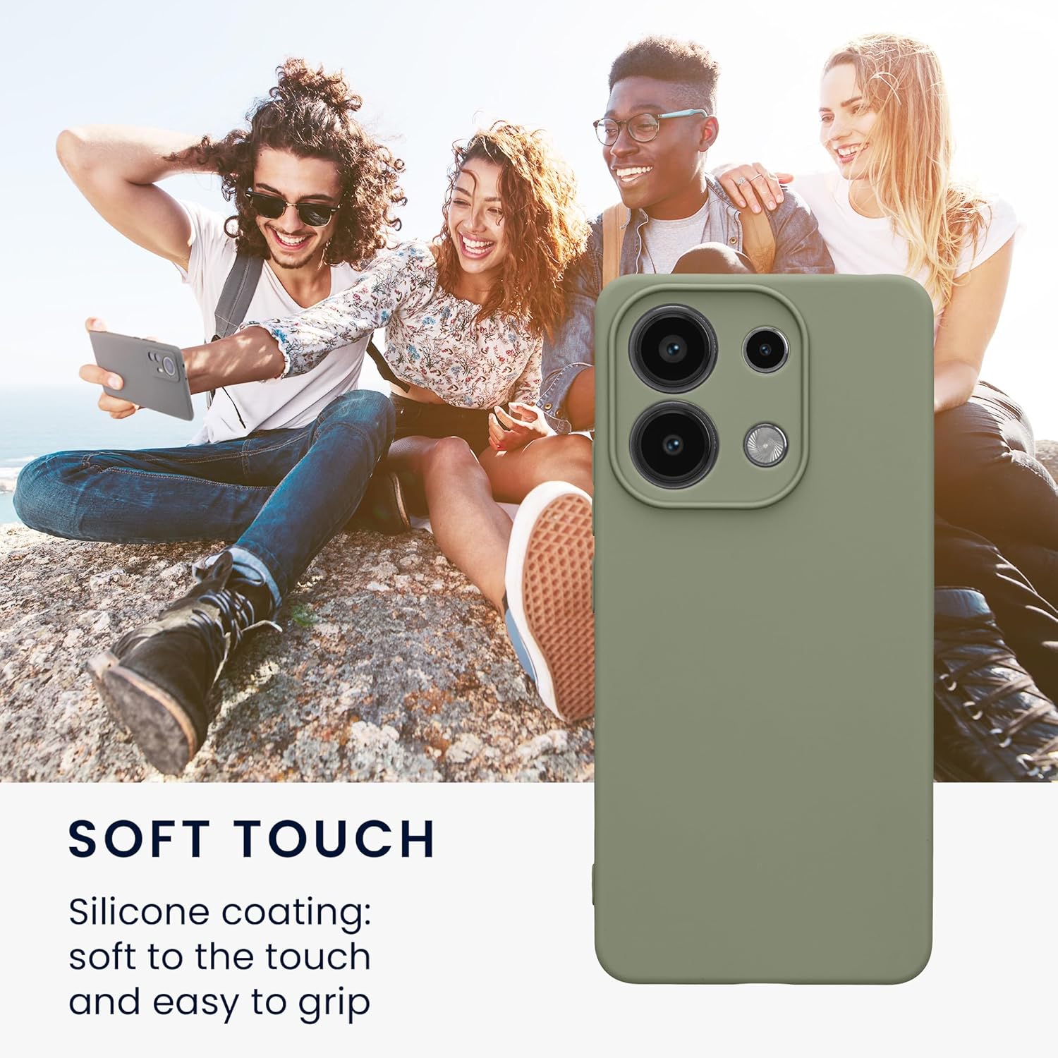 KW Xiaomi Redmi Note 13 4G Θήκη Σιλικόνης TPU - Grey Green