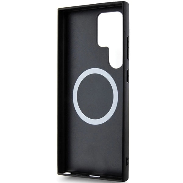 BMW Samsung Galaxy S24 Ultra Carbon Tricolor Line MagSafe Σκληρή Θήκη με Πλαίσιο Σιλικόνης - Black