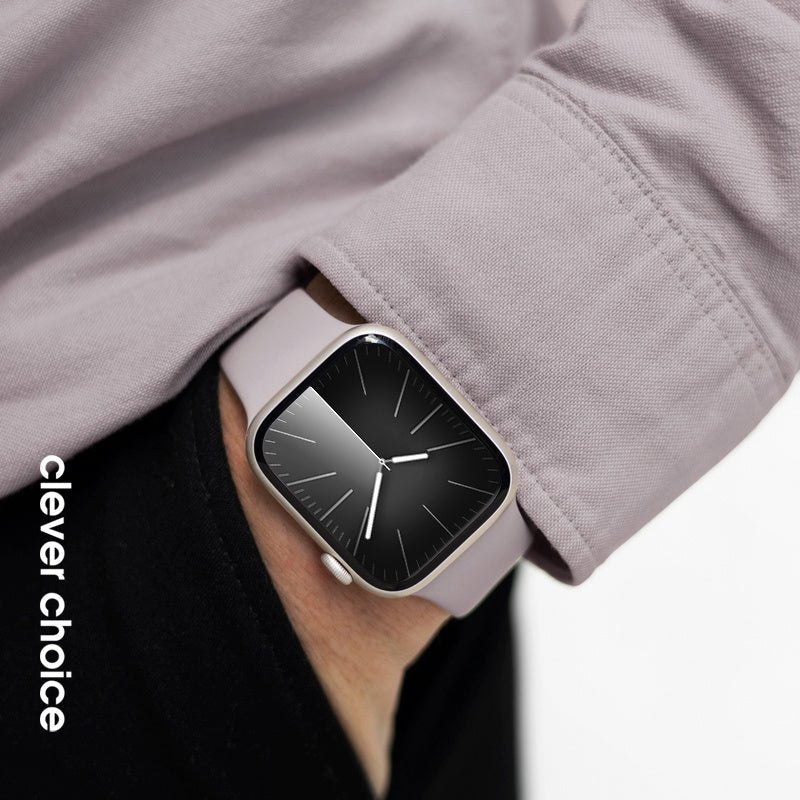 Crong Λουράκι Apple Watch 2/3/4/5/6/7/8/9/10/11 - SE (1/2/3) - 38/40/41/42mm Σιλικόνης - Liquid Strap - Grey Lavender