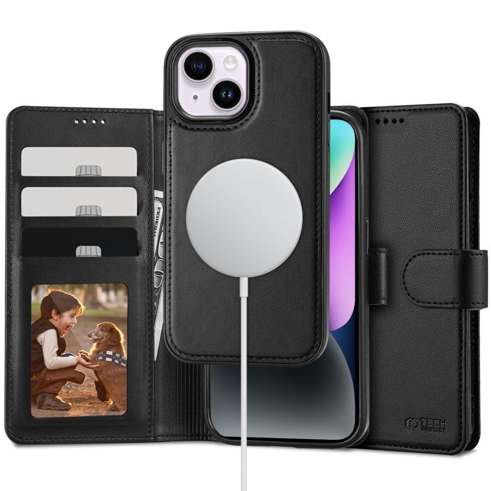 Tech - Protect iPhone 15 Plus Θήκη Πορτοφόλι Stand από Δερματίνη με Αποσπώμενη θήκη MagSafe - Black