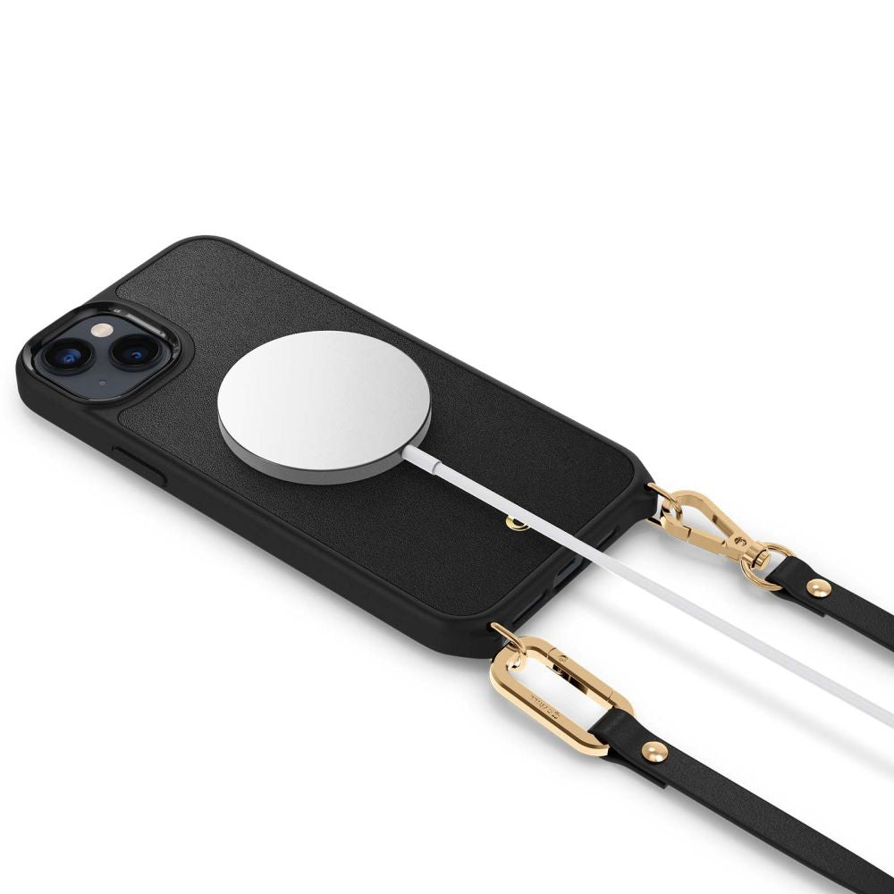 Spigen Cyrill iPhone 14 Plus / iPhone 15 Plus Classic Charm Mag Σκληρή Θήκη MagSafe με Πλαίσιο Σιλικόνης και Λουράκι - Black