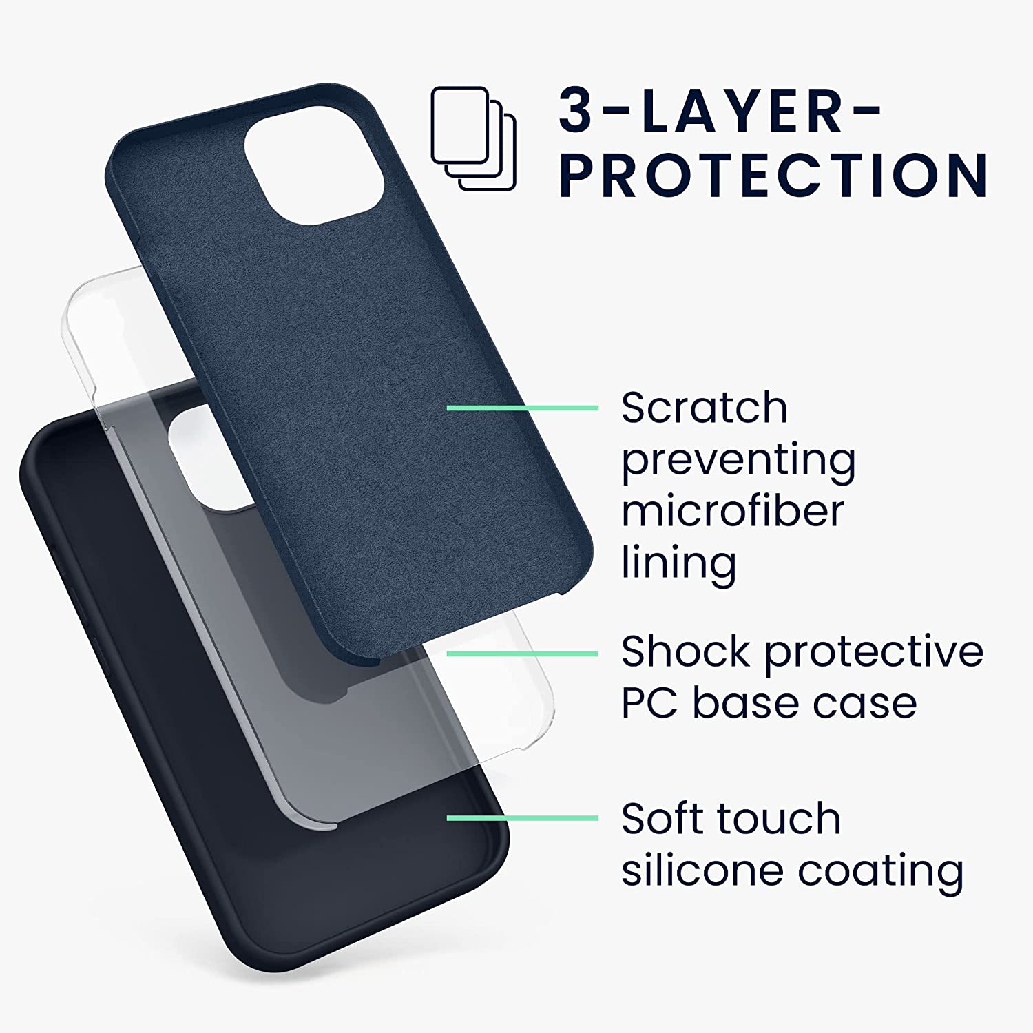 KW iPhone 13 Θήκη Σιλικόνης Rubberized TPU - Blueberry Blue - 55878.186