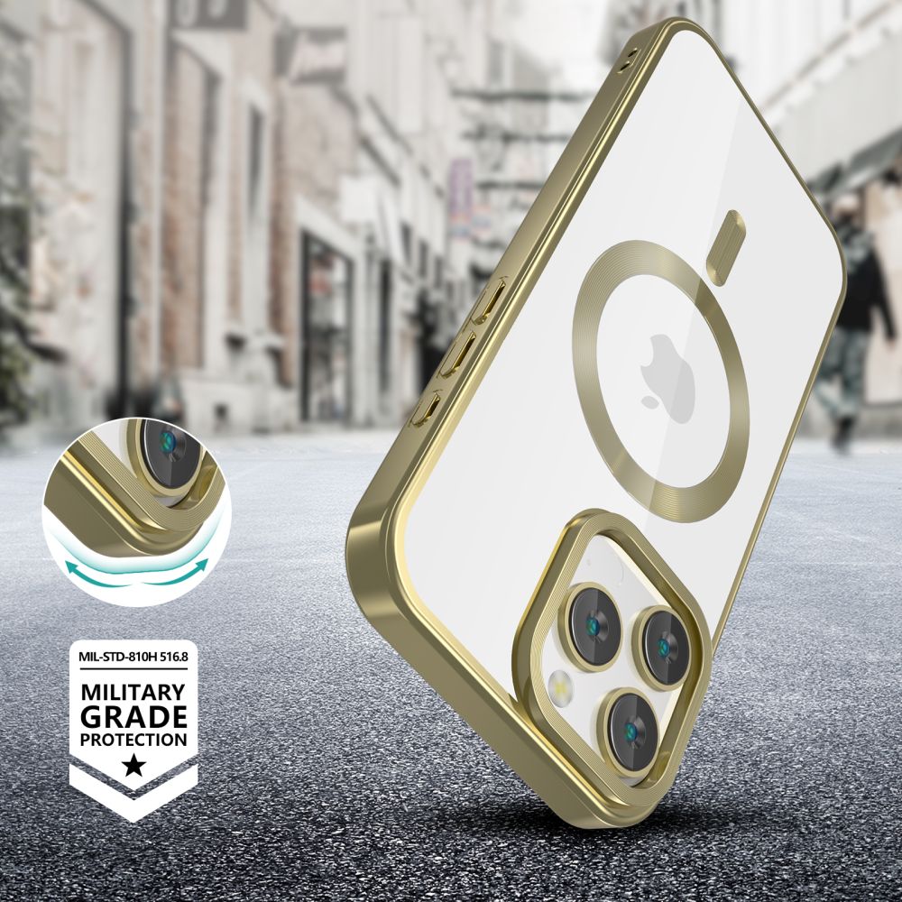 Tech - Protect iPhone 16 Pro Max MagFlex Θήκη Σιλικόνης TPU με MagSafe - Διάφανη / Satin Gold