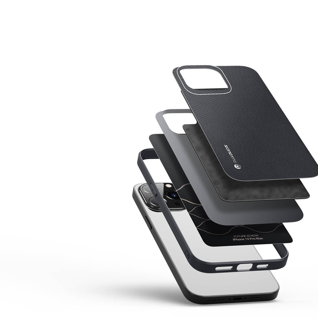Dux Ducis iPhone 14 Pro Fino Series Σκληρή Θήκη με Πλαίσιο Σιλικόνης και Επένδυση από Ύφασμα - Black