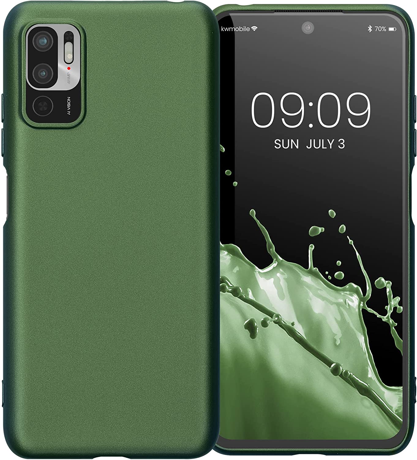 KW Xiaomi Redmi Note 10 5G / Poco M3 Pro 5G Θήκη Σιλικόνης TPU - Metallic Forest Green - 57664.233