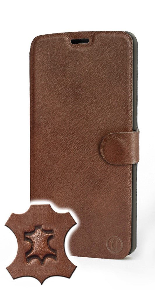 Mobiwear iPhone 14 Pro Max Θήκη Βιβλίο Slim Flip από Γνήσιο Δέρμα - Καφέ - L_BRS