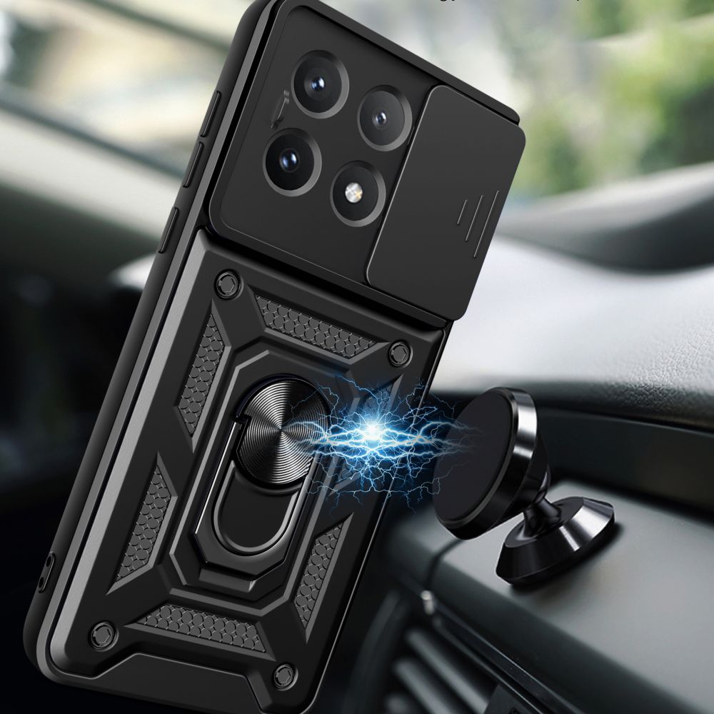 Tech - Protect Xiaomi Poco X6 Pro 5G Camshield Pro Σκληρή Θήκη με Πλαίσιο Σιλικόνης και Δαχτυλίδι Συγκράτησης - Black