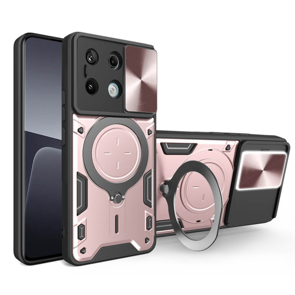 Techsuit Xiaomi Redmi Note 13 Pro 5G / Poco X6 - CamGuard Pro - Σκληρή Θήκη με Προστασία Καμερών και Δαχτυλίδι Συγκράτησης - Rose Gold