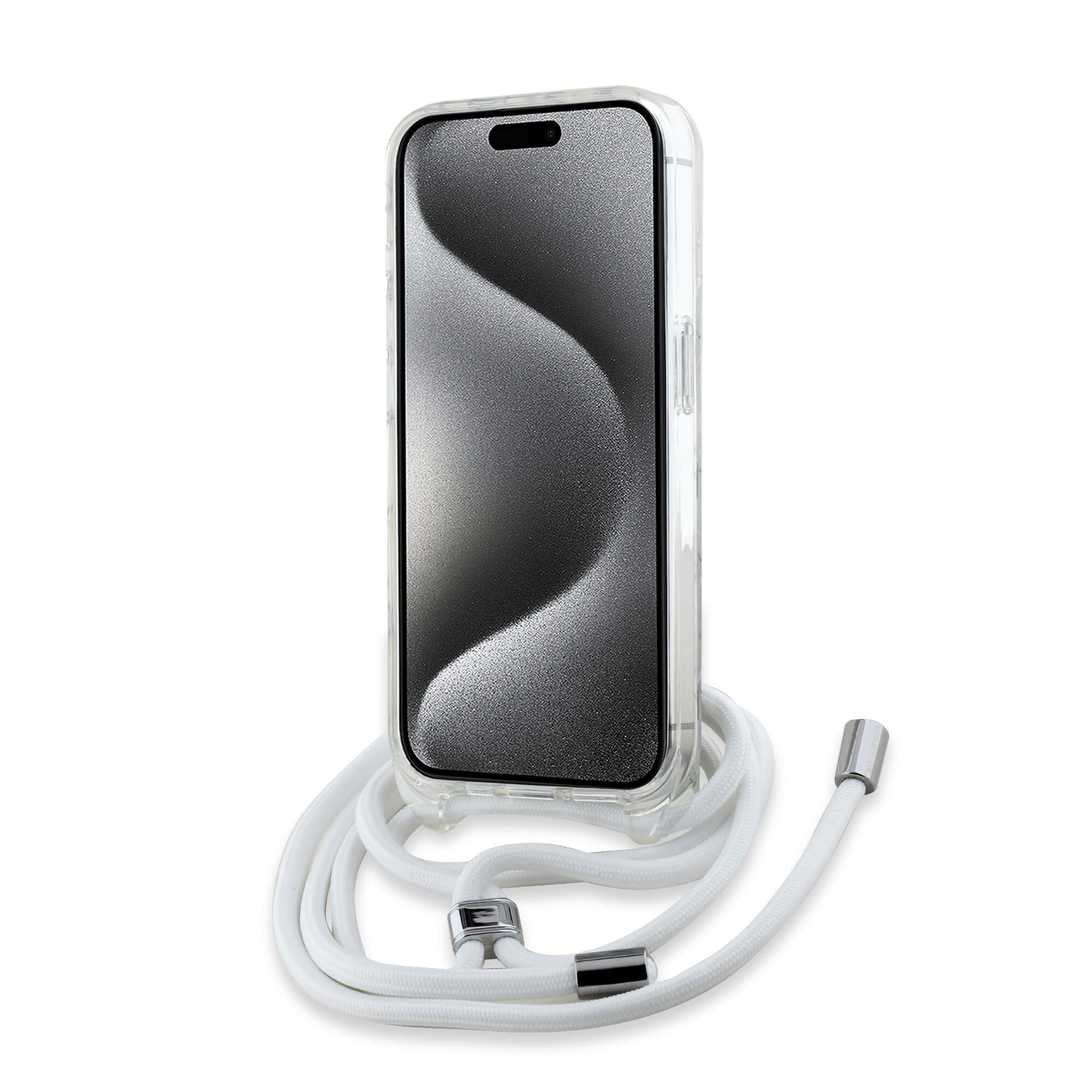 Karl Lagerfeld iPhone 15 Pro Max - IML Crossbody Monogram Karl and Choupette Head - MagSafe Σκληρή Θήκη με Πλαίσιο Σιλικόνης και Λουράκι - Διάφανη - KLHMP15XHCKCKLCT