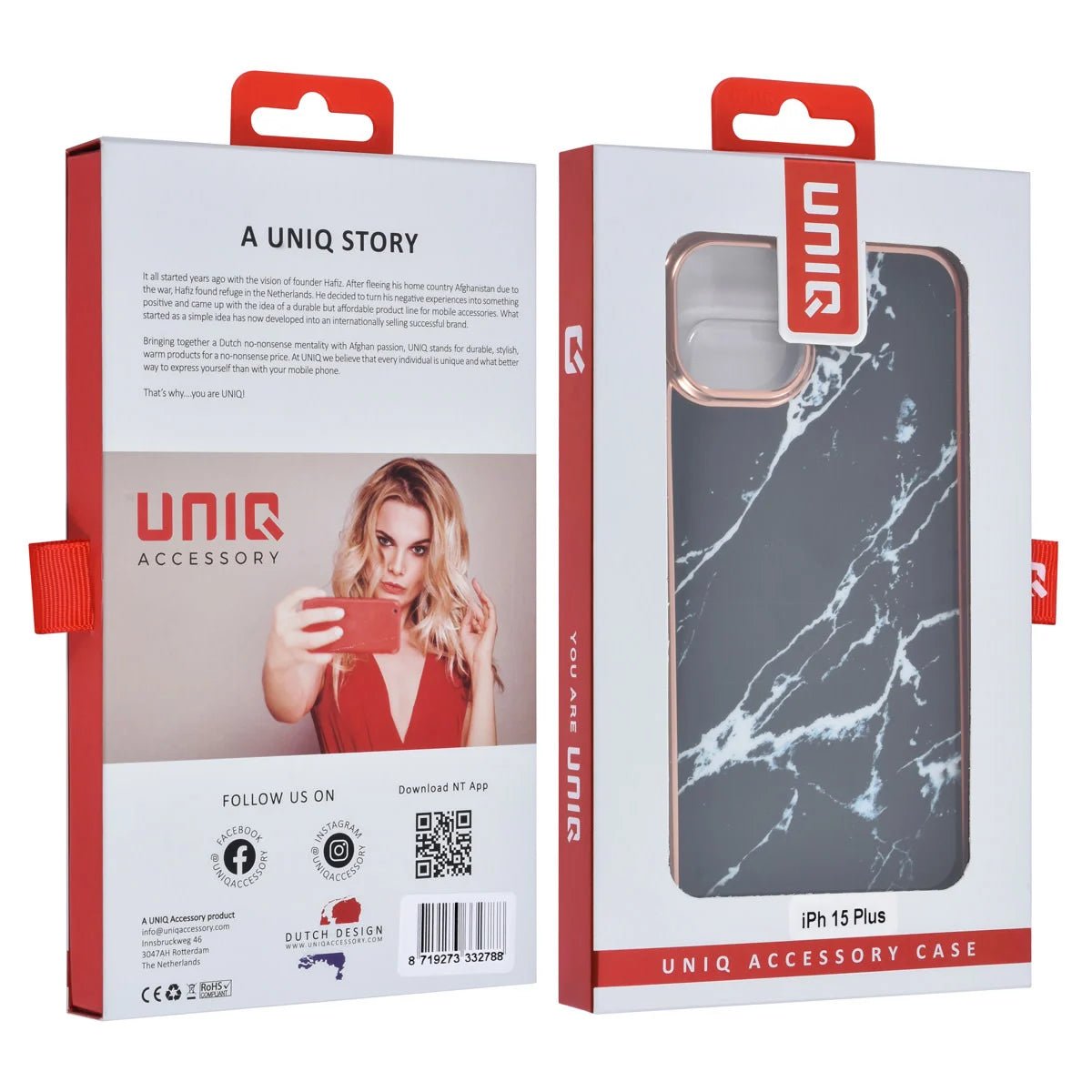 Tuniq iPhone 15 Plus / 14 Plus - Σκληρή Θήκη με Πλαίσιο Σιλικόνης - Σχέδιο Μάρμαρο - Μαύρη