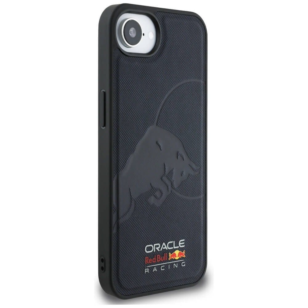 Red Bull iPhone 16e - Meshed Debossed Bull - MagSafe Σκληρή Θήκη με Επένδυση Συνθετικού Δέρματος και Πλαίσιο Σιλικόνης - Navy Blue - RBHMPSE424PUBUFV